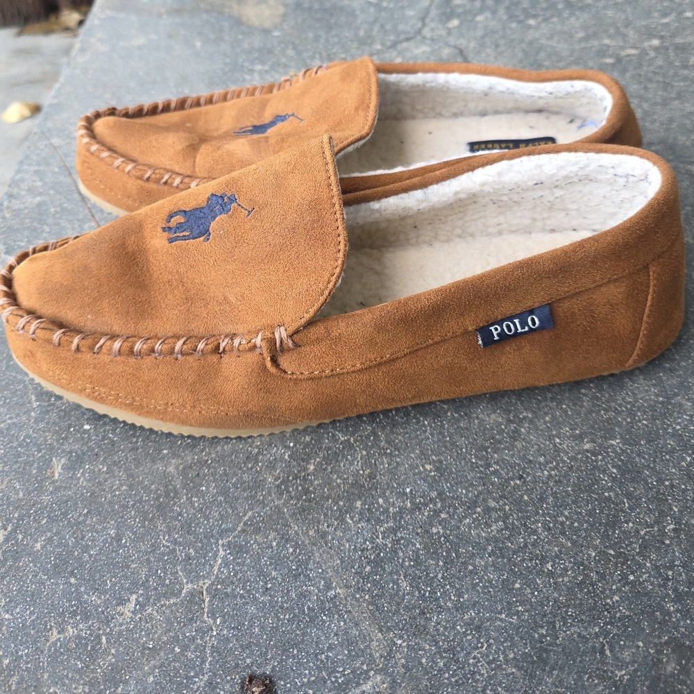 Polo Ralph Lauren Dezi With Polo Pony Slippers Brown Loafer Moccasin - Picture 3 of 6